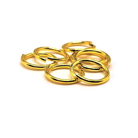 14mm Extra Large Gold Jump Rings, Thick Textured Antiqued Gold