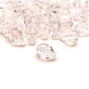 4, 20 or 50 BULK Pieces 6x8 mm Clear Diamond April Birthstone Waterdrop Bead, Imitation Crystal | Ships Immediately from USA | DM1492