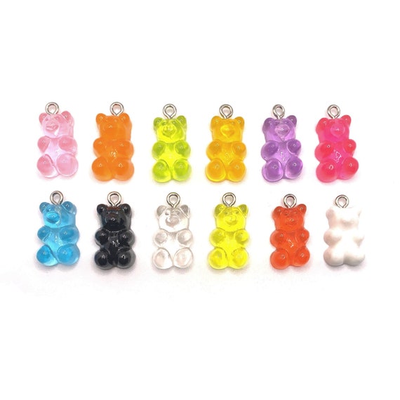 Colorful Gummy Charms Bear Pendant Glitter Resin Bear Charms Gummy