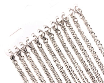 12 or 72 Pack BULK 18" Antique Silver toned Chains, Pre-made Chain with Lobster Clasp, 18" Necklaces | Ships Immediately from USA | AS095