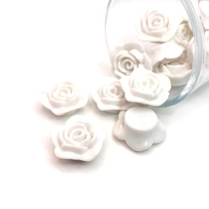 4, 20, or 50 BULK White Flower Beads, Chunky Beads, Bubble Gum Beads, White Rose Beads, 20mm | Ships Immediately from USA | WH658