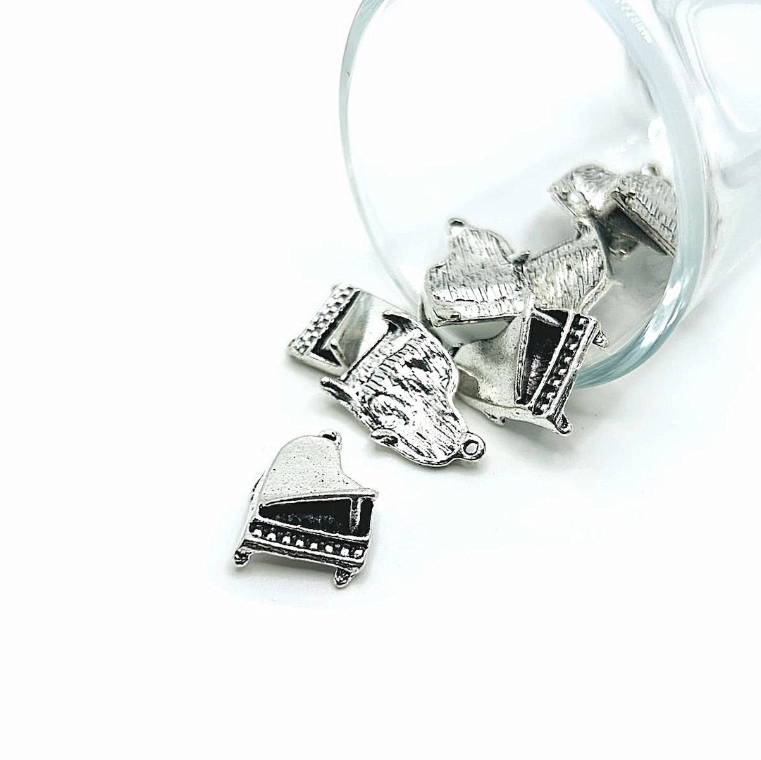 1, 4, 20 or 50 BULK Silver 3D Silver Baby Grand Piano Charms, Double ...