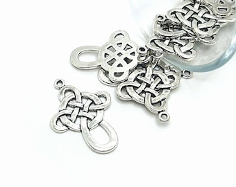 4, 20 or 50 BULK Celtic Cross Charms, Silver Infinity Knot Charm, 32x22mm | Ships Immediately from USA | AS264