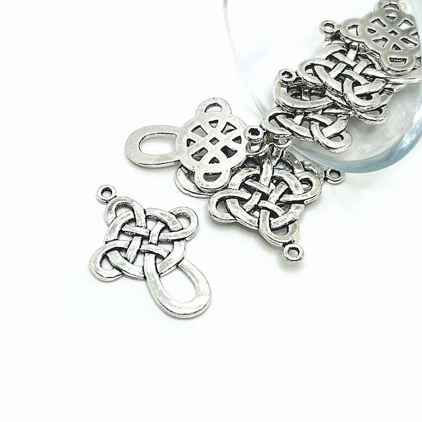 4, 20 or 50 BULK Celtic Cross Charms, Silver Infinity Knot Charm, 32x22mm | Ships Immediately from USA | AS264