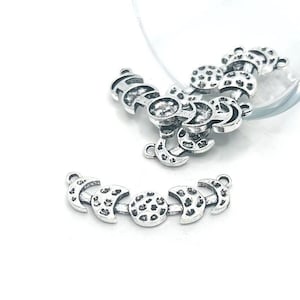 1, 4, 20 or 50 BULK Antique Silver Moon Phases Connector Charms, 6x31mm  | Ships Immediately from USA | AS1424