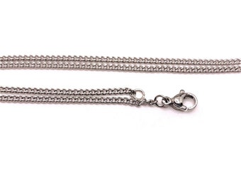 10 or 60 Pack BULK 20" 304 Stainless Steel Curb Chains, Pre-made Chain with Lobster Clasp, 20" Necklaces |Ships Immediately from USA |SS1300