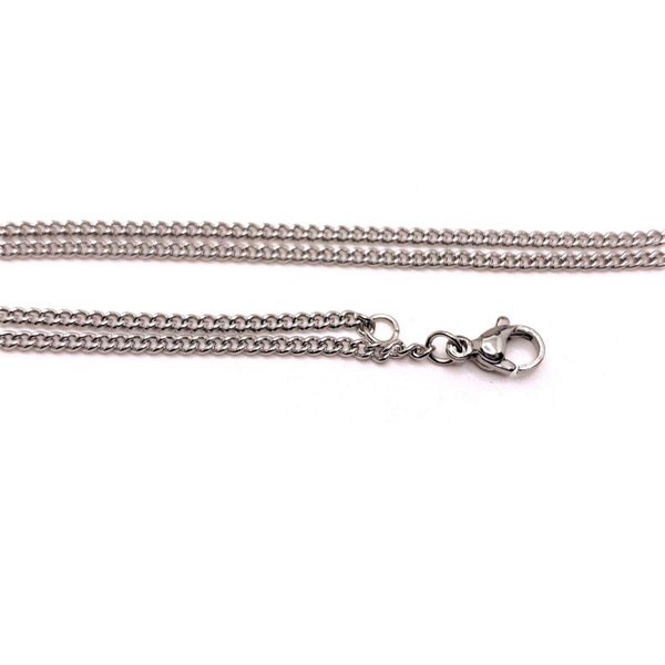 10 or 60 Pack BULK 20" 304 Stainless Steel Curb Chains, Pre-made Chain with Lobster Clasp, 20" Necklaces |Ships Immediately from USA |SS1300