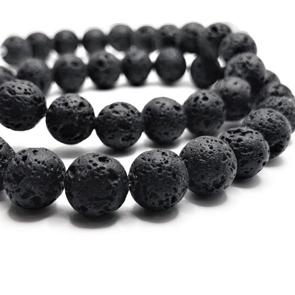 1 or 4 BULK Strands 8 mm Black Lava Diffuser Beads, Aromatherapy, Essential Oil Diffuser | Ships Immediately from USA | BK1091