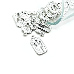 4, 20 or 50 BULK Saguaro Cactus Cut Out Charms, Silver Desert, Double Sided, Cacti, Arizona, 23x12mm | Ships Immediately from USA | AS766