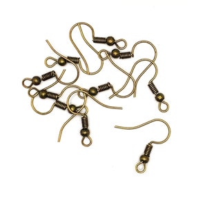 100 or 500 BULK Bronze Fish Hook Earring Wires, French Hook Earrings, Wholesale Findings, 20 x 18mm | Ships Immediately from USA | BR018