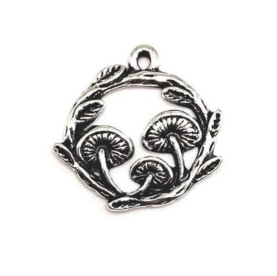 4, 20 or 50 BULK Silver Mushroom Pendant, Toadstool Charm, Fairy