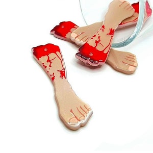 1, 4 or 20 BULK Severed Leg Charm, Acrylic Charm, Limb, Body Part, Halloween Pendant | Ships Immediately from USA | MC1137