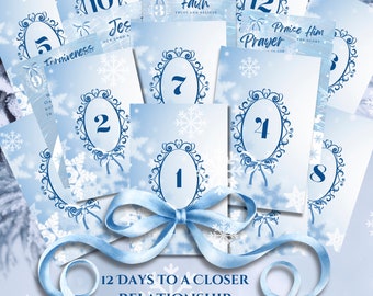 Christian Christmas Printable Advent Activity Nativity Christmas Countdown Faith Devotional Scripture Prayer Cards 12 Days of Bible Verses
