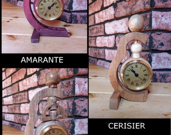 Small rustic wooden table clocks.