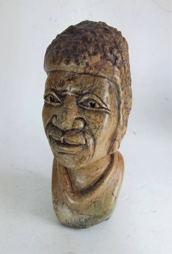 2x Vintage Hand Carved Sandstone Art Statue Sculpture Figurine Home Decor Gifts 