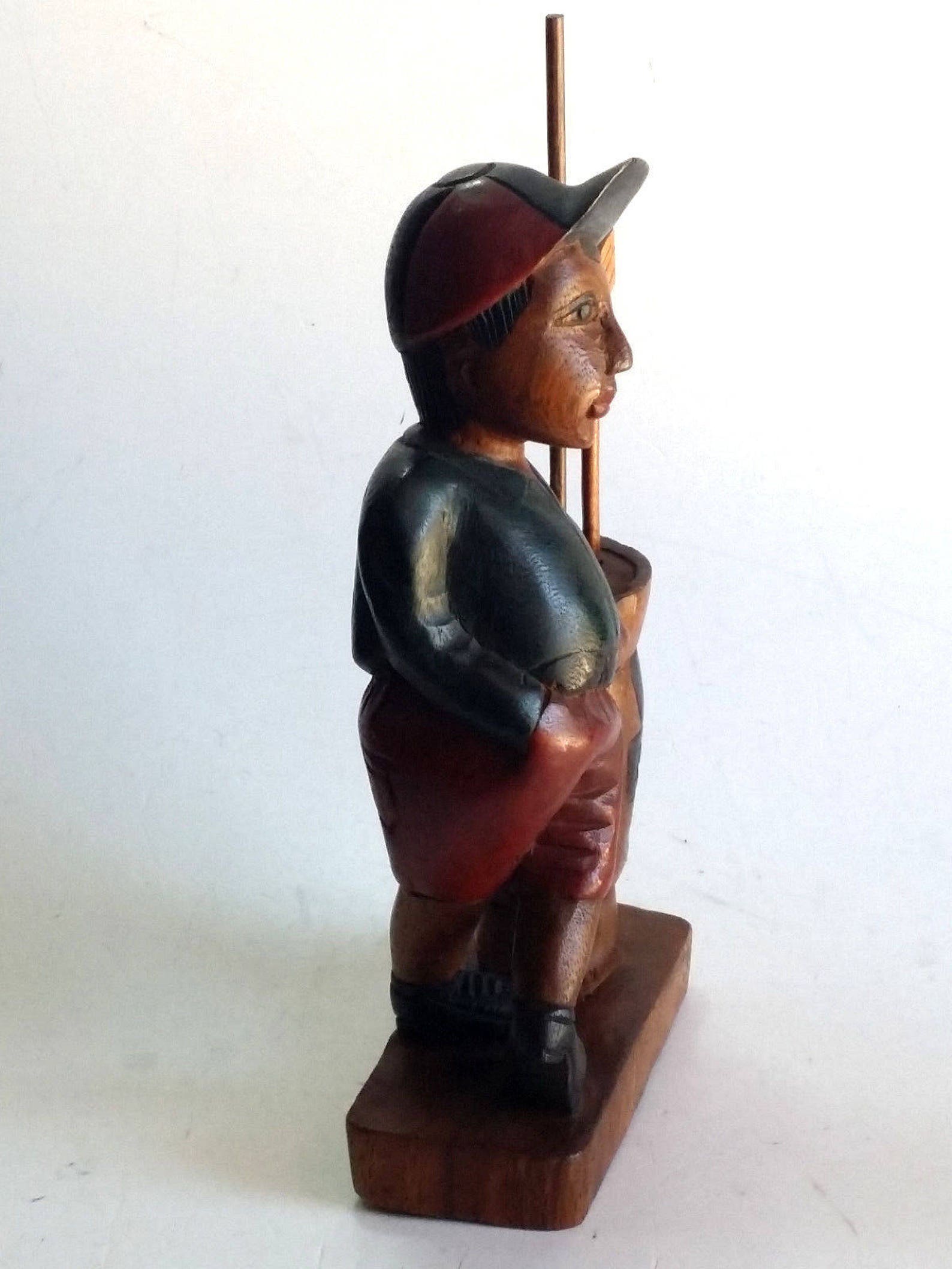 Hand Carved Wooden Golf Player Statue Male Golfer Figurine Etsy