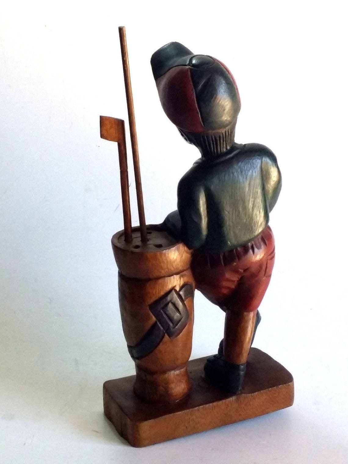 Hand Carved Wooden Golf Player Statue Male Golfer Figurine Etsy