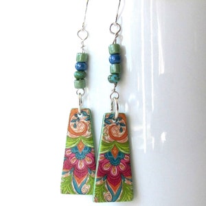 Long Dangle Beaded Earrings,Artsy Earrings, Boho Summer Earrings, Long Boho Earrings, Bohemian Dangle Earrings Colorful,Modern Boho Earrings