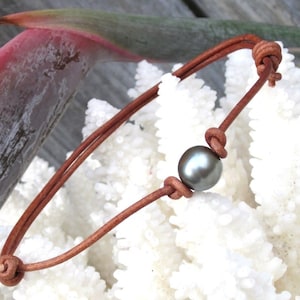 Cuir perlé de Tahiti, Cheville perle, Cheville réglable, Bijoux de cheville, Cheville minimaliste, Bracelet de cheville, Cheville hippie, Cheville simple, Boho
