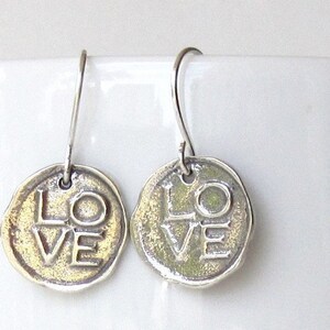 LOVE Earrings Sterling Silver, Love Jewelry Silver, Small Dangle Earrings,Love Drop Earrings,Romantic Earrings Gifts for Her,Petite Earrings