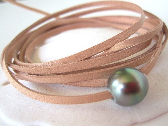 Tahitian Pearl Jewelry Bracelet Simple Boho - Womens Leather Wrap Bracelets Australia Tahitian Pearl Jewelry Bracelet Simple Boho - Womens Leather Wrap Bracelets Australia