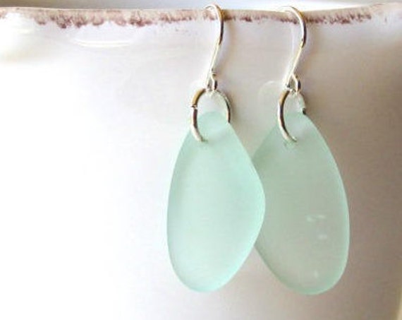Rare Unique Green  Lime  White Patterned Pottery Shard Earrings Genuine Beach Sea Glass Sterling Silver Earrings