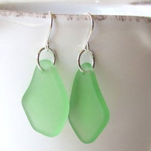 Beach Glass Earrings, Sea Glass Dangle Earrings, Green Sea Glass Earrings, Beach Jewelry, Beach Boho Jewelry, Green Earrings,