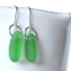 Green Sea Glass Earrings, Minimalist Sea Glass Earrings, Beachy Dangle Earrings, Sterling Silver Earrings, Coastal Earrings, Modern Beach