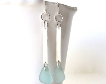 Long Silver Earrings Dangle, Ocean Jewelry, Modern Silver Earrings, Beach Jewelry,Bohemian,Boho Chic,Sterling Bar Dangle Earrings,Minimalist