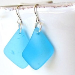 BLUE Sea Glass Earrings, Beach Jewelry, Turquoise Blue Sea Glass, Boho Jewelry, Beach Glass Earrings, Bohemian Earrings, Sea Glass Jewelry image 1