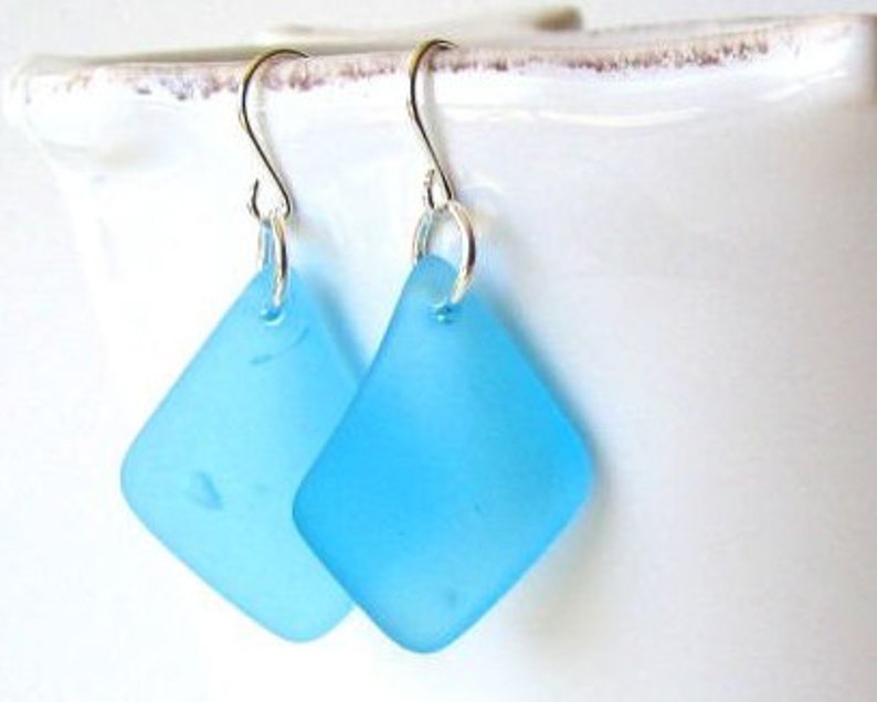 BLUE Sea Glass Earrings, Beach Jewelry, Turquoise Blue Sea Glass, Boho Jewelry, Beach Glass Earrings, Bohemian Earrings, Sea Glass Jewelry image 1