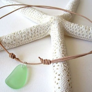 Beach Glass Jewelry, Beach Glass Necklace, Sea Glass Leather Necklace, Sea Glass Choker, Surfer Necklace, Beach Jewelry, Sea Glass Jewelry