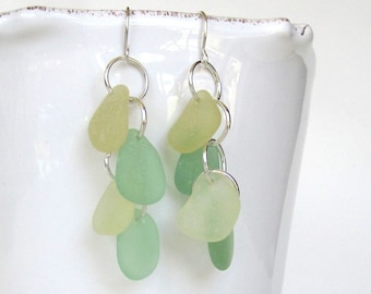 Sterling Silver Drop Earrings Sea Glass, Beach Earrings Dangle, Ocean Jewelry, Bohemian, Beach Vacation Jewelry, Boho Chic,Genuine Sea Glass