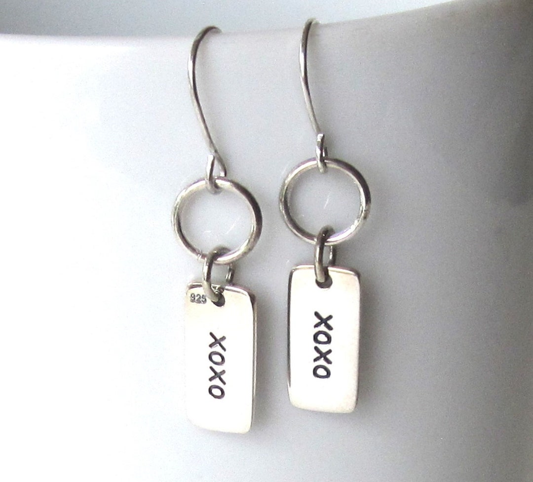 X and O Earrings Sterling Silver XO Earrings Hugs and Kisses Etsy