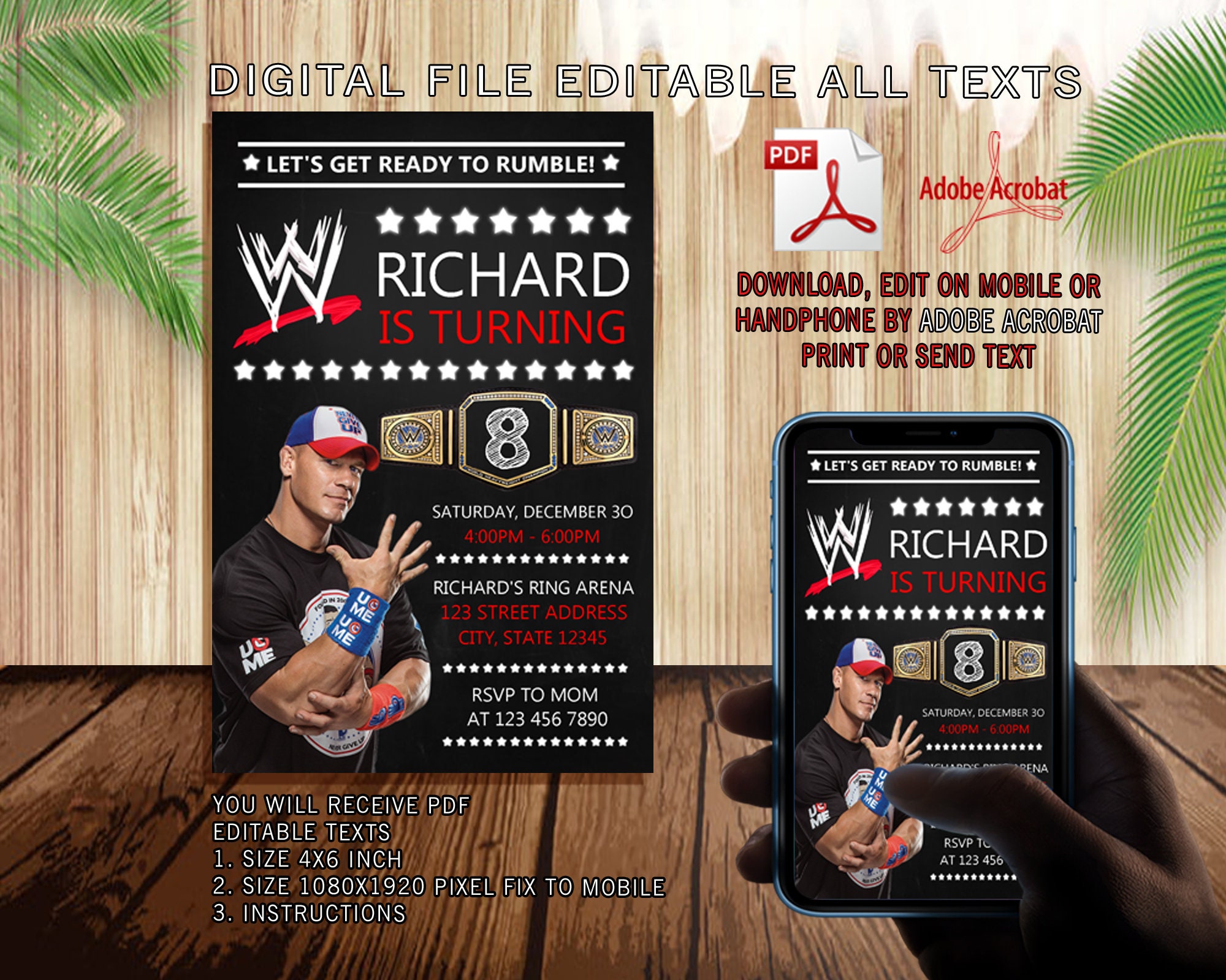 Editable Wwe Invitation Wwe Pdf Birthday Wwe Pdf Editable Etsy Editable Wwe Invitation Wwe Pdf Birthday Wwe Pdf Editable Etsy