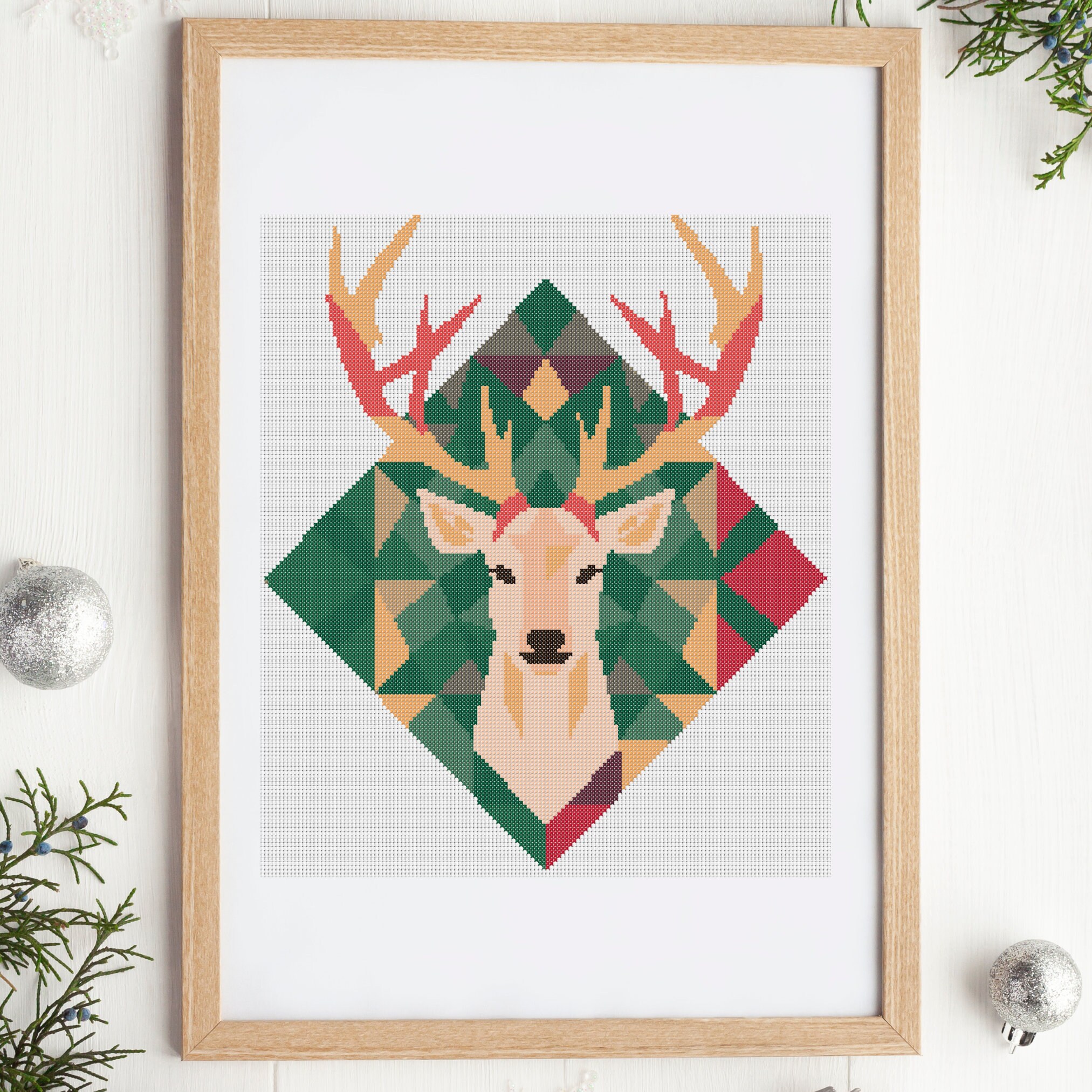 Reindeer Cross Stitch Pattern: Christmas Rudolf (PDF Pattern) - Etsy