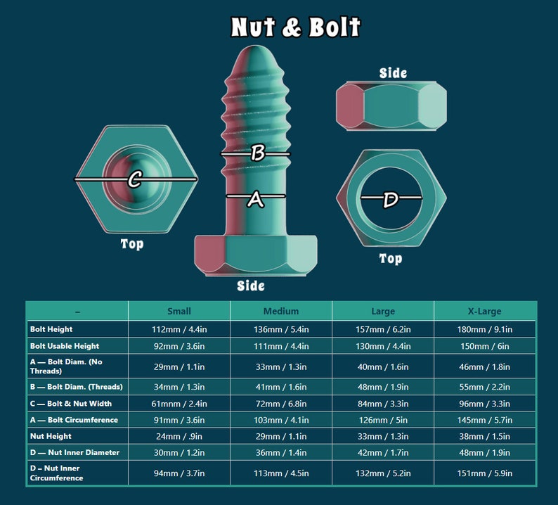 Nut & Bolt Toy 100 Platinum Cure Silicone Mature Etsy