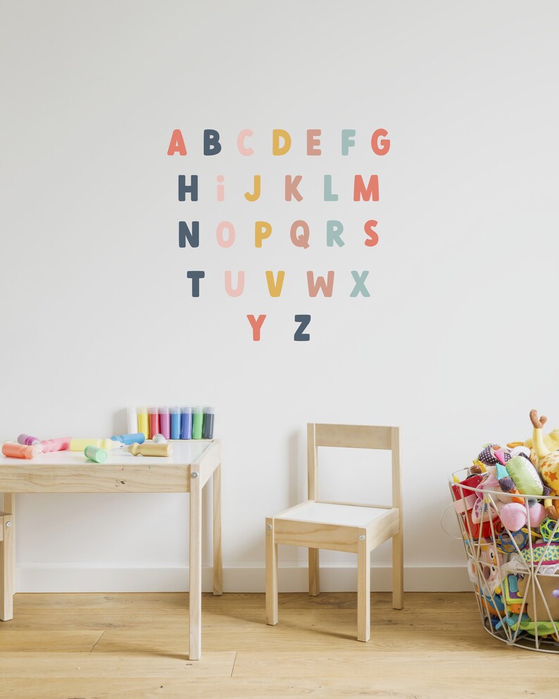 Alphabet Wall Decals Removable Educational Wall Stickers Etsy