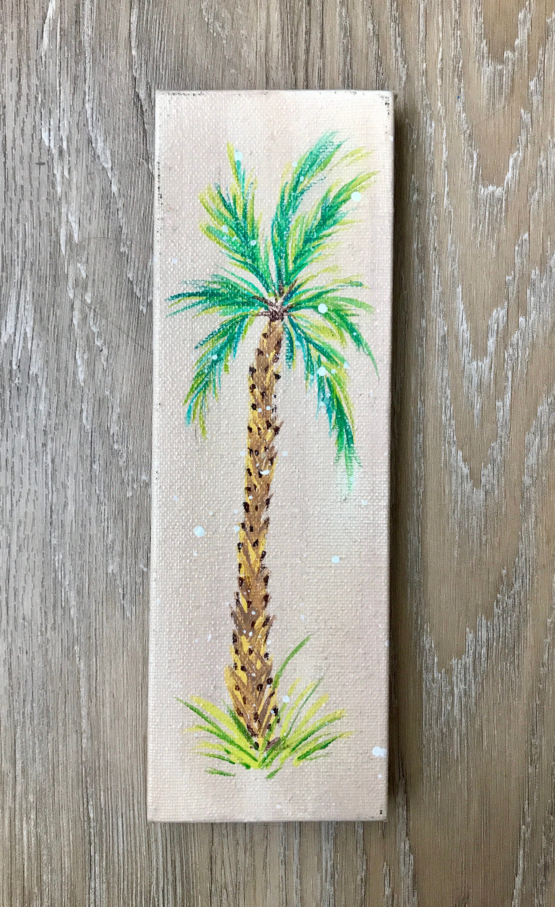 Small Palm Tree Original Canvas Painting 9x3 Etsy