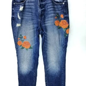 Travailleurs japonais en difficulté Denim Japon Floral Embroidered Crops Denim Slim Fit Like Carhartt Comme des Garcons Greg Lauren Kapital
