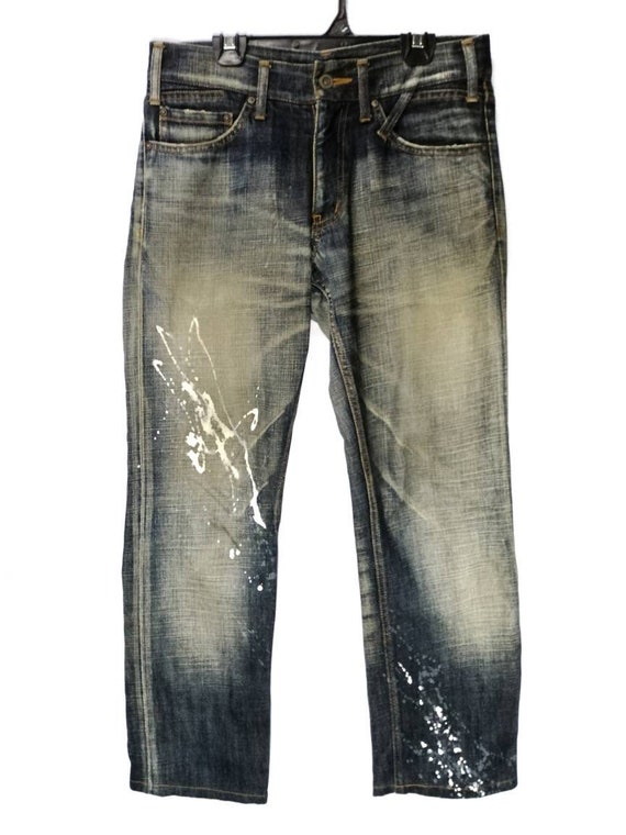 Japanese Modern Love Painted Denim Straight Distre
