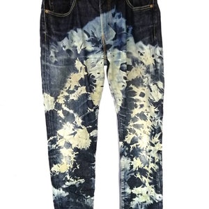 Custom Made Levi&#39;s vintage Clothing Bleach Tie Dye Slim Fit Taille US 35