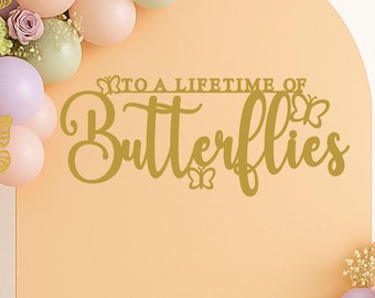 Letrero "Por una vida llena de mariposas", decoración para despedida de soltera con mariposas, despedida de soltera de primavera, decoración para despedida de soltera