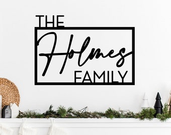 Family Last Name Sign, Personalized Family Name Wall Decor, Farmhouse Home Sign, Housewarming Gift for Family