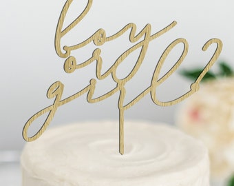 Gender Reveal Cake Topper, Boy or Girl Cake Topper, Gender Reveal Party Decor, Wooden Laser Cut Cake Decoration, Baby Shower Idea