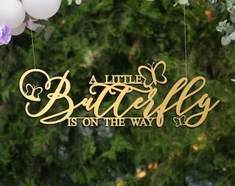 Butterfly Theme Baby Shower Sign, A Little Butterfly is On The Way Backdrop Sign, Butterfly Decor for Girl Baby, Butterfly Party Sign