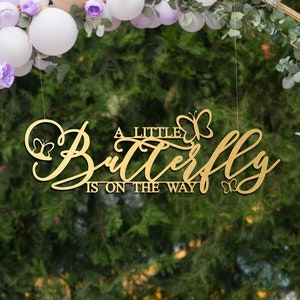 Butterfly Theme Baby Shower Sign, A Little Butterfly is On The Way Backdrop Sign, Butterfly Decor for Girl Baby, Butterfly Party Sign