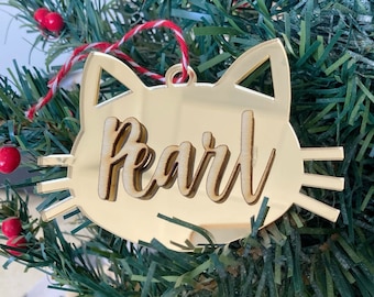 Personalized Cat Ornament, Cat Lover Gifts, Cat Christmas Gifts for Cat Owners, Cat Name Ornament, Personalized Christmas Pet Ornament