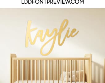 Custom Name Sign, Nursery Wooden Sign, Personalized Baby Shower Backdrop Sign, Wood Letters Cutout, Wedding Backdrop, Gold Name Wall Decor