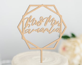 Mr and Mrs Cake Topper, Geometric Wedding Cake Topper Mr and Mrs, Hexagon Cake Topper Modern, Cake Topper Last Name Cake Topper Wedding